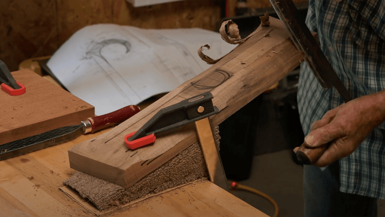 Shaping a Chair Crest with a Draw Knife